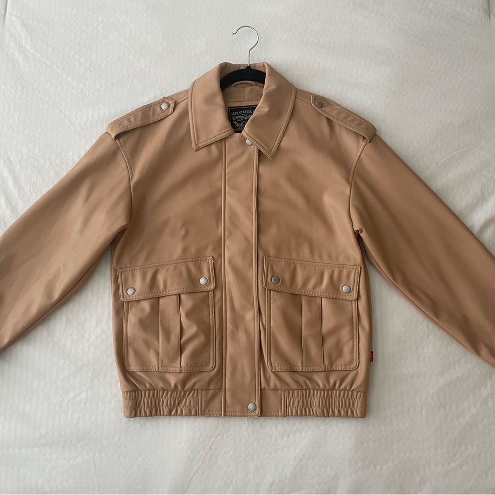 Levi's Beige-Tan Leather Bomber Jacket
